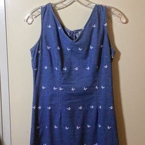 Denim jumper dress with embroidery